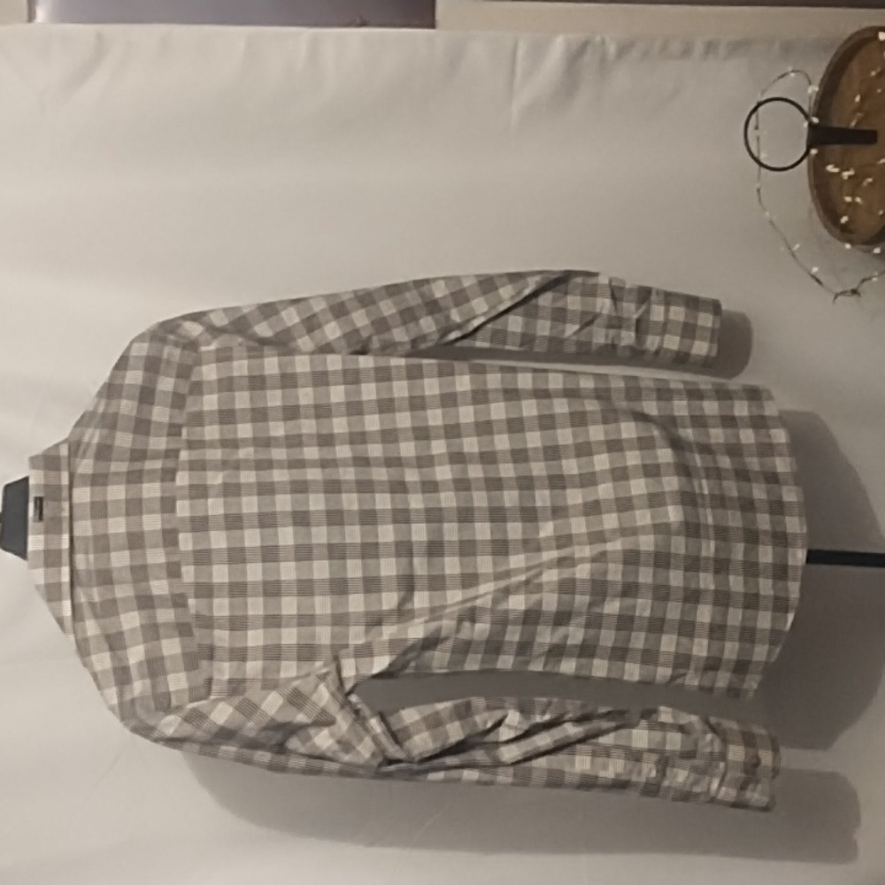 Men's Check Button-Up Shirt - Gray & White - Picture 5 of 5